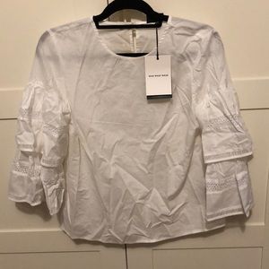 White Ruffle Sleeve Top from Who What Wear NWT